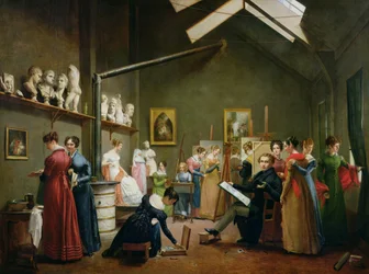 Innenansicht des Ateliers von Alexandre Denis Abel de Pujol (1787-1861)